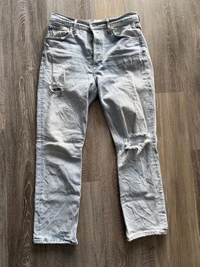 Citizens Of Humanity Light Blue Distressed Straight Leg Jeans
